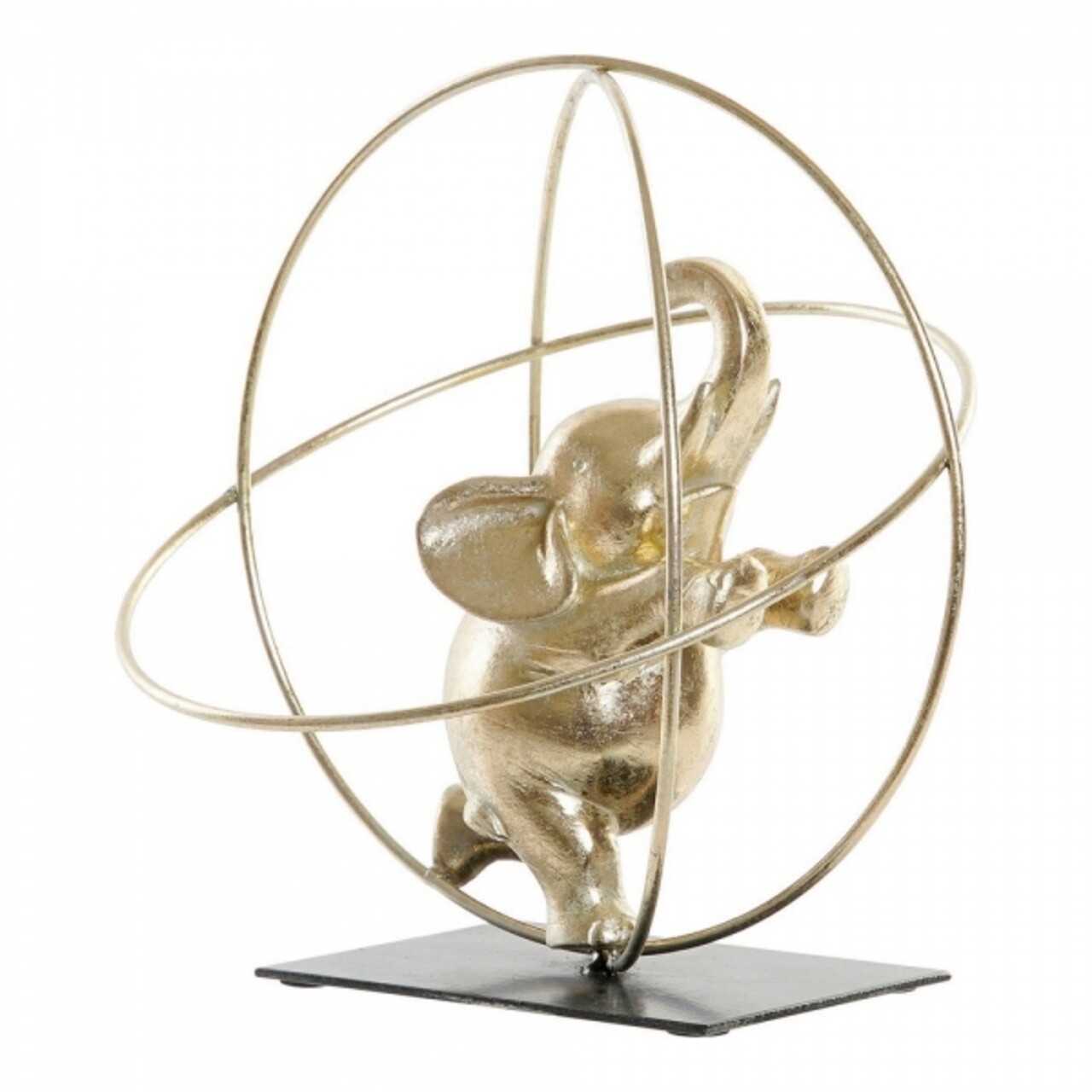 Decoratiune, DKD Home Decor, Elephant, 22 x 22 x 23 cm, rasina/metal, auriu/negru - imagine 4